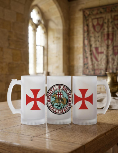 Caneca de Cerveja Cavaleiros Templários, vidro translúcido