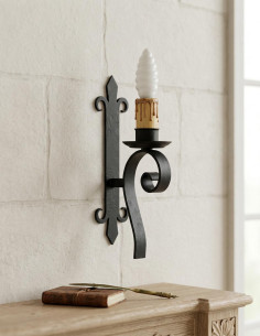 Vela de ferro forjado medieval simples, 1 luz