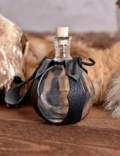 Garrafa de vidro Bomb com baldric de couro