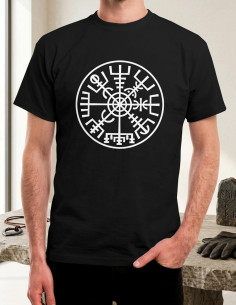 T-shirt Vikings Vegvísir preta, manga curta