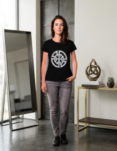 T-shirt Mulher Negra Celtic Knots, manga curta