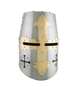 Capacete Templário com cruz frontal e lateral