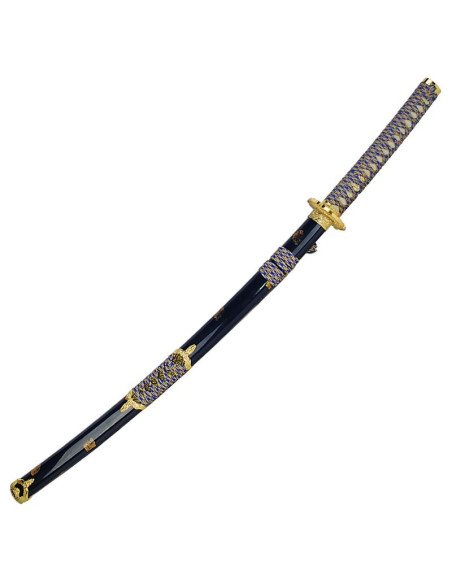 Katana bainha azul-ouro