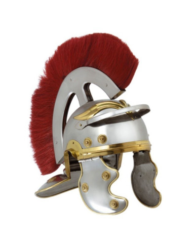 Capacete de centurião romano com pluma frontal