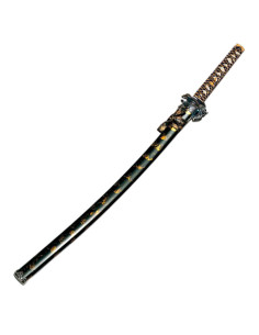 Katana bainha de dragão preto-ouro