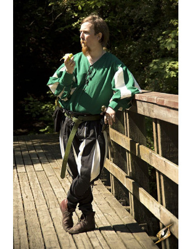 Camisa soldado renascentista, verde-branco