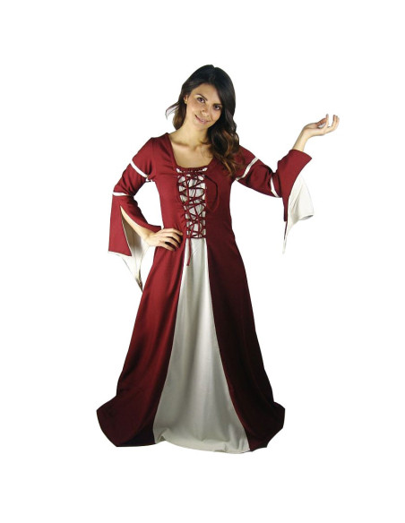 vestido medieval mulher bicolor