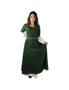 Mulher no vestido medieval Verde-Branco