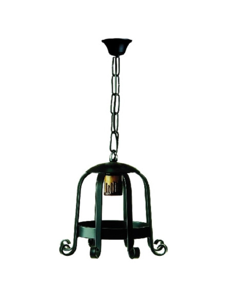 Lanterna de forja medieval com 1 luz. (65 x 26 cm.)