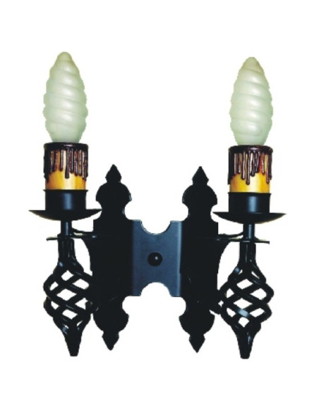 Aplique velas de ferro forjado, 2 luzes