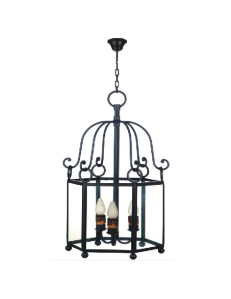 Lanterna forja seis faces, 3 luzes