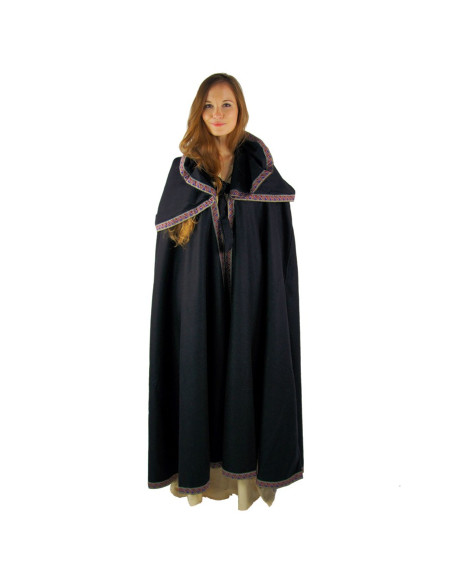 Capa de lã medieval com capuz