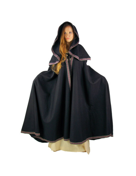 Capa de lã medieval com capuz