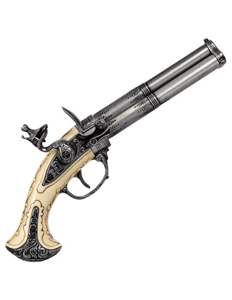 pistola de 3 canos, França S.XVIII
