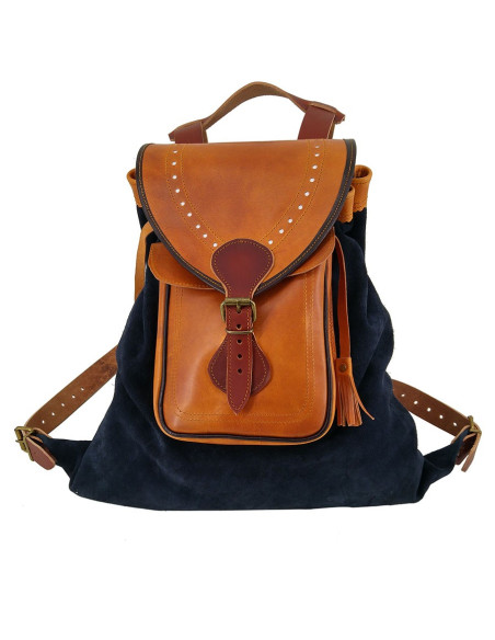 Mochila medieval em pele, Azul