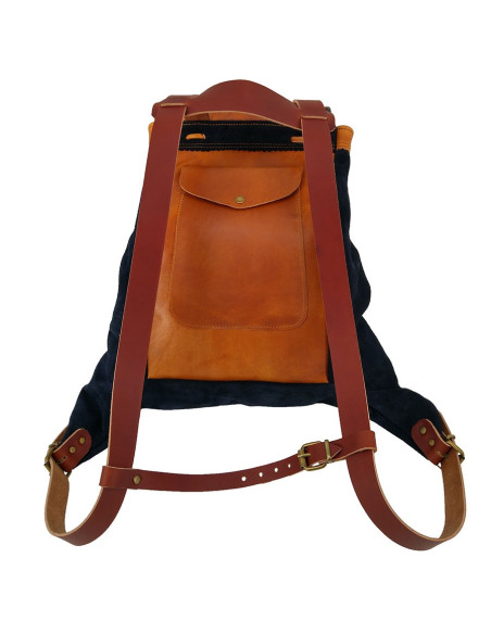 Mochila medieval em pele, Azul