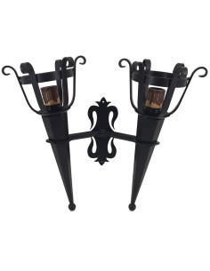 Aplique tocha forjamento 2 luzes (46x40 cms.)