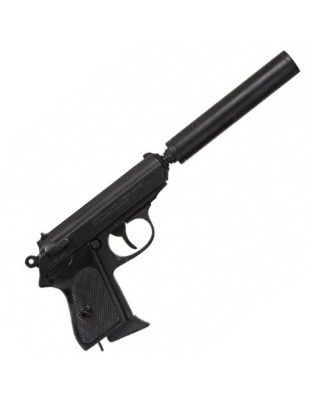 Pistola semiautomática com silenciador