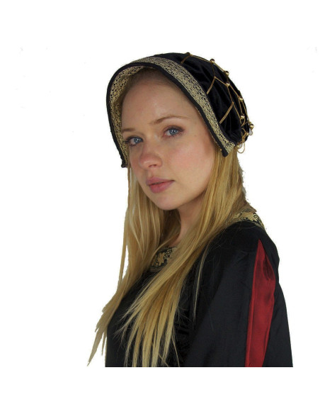 Boné de veludo preto nobre