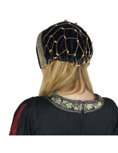 Boné de veludo preto nobre