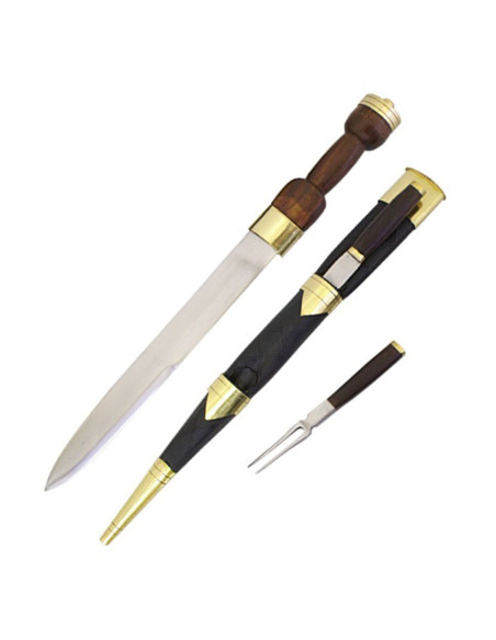 Punhal escocês com garfo e faca