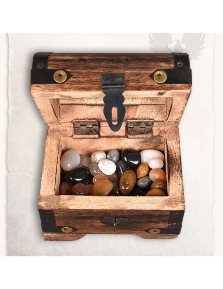 Arca medieval com pedras coloridas (10x7 cms.)