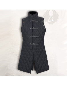 Gambeson sem manga preto longo medieval