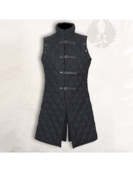 Gambeson sem manga preto longo medieval
