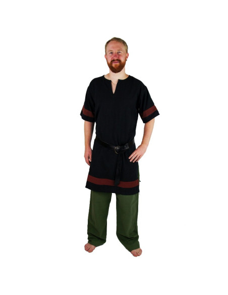 Túnica romana preta-vermelha