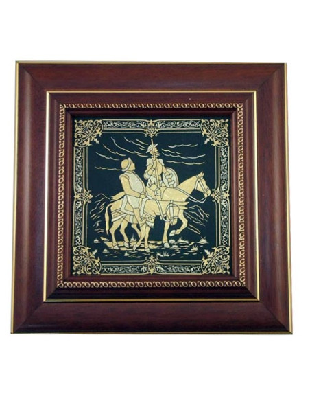 Quadro Quixote Damasquinado, 18 cms.