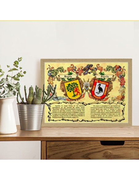 Escudos heráldicos caixa 2 sobrenomes (30x40 cms.)