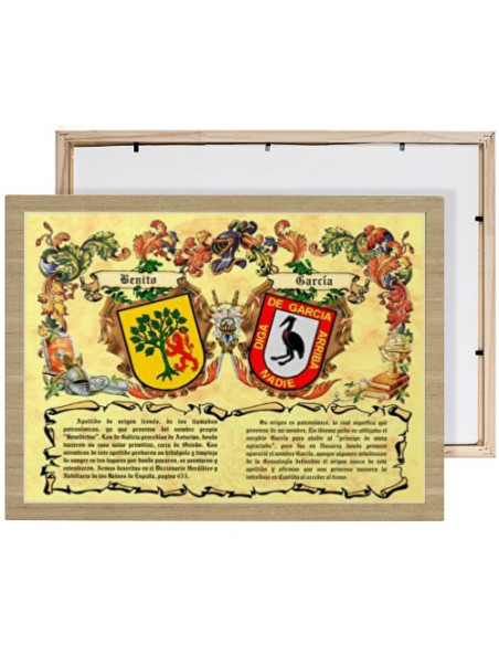 Escudos heráldicos caixa 2 sobrenomes (30x40 cms.)