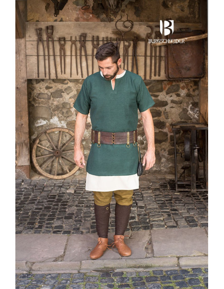 Túnica medieval Aegir verde mangas curtas