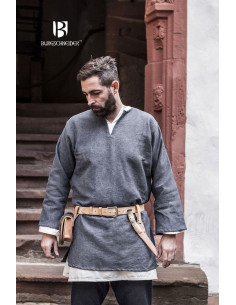 Túnica medieval Erik cinza manga longa
