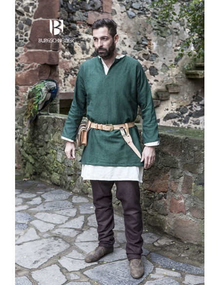 Túnica medieval Erik manga longa verde