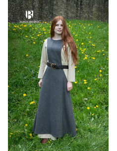 Túnica Medieval Mulher Albrun em Lã Cinza