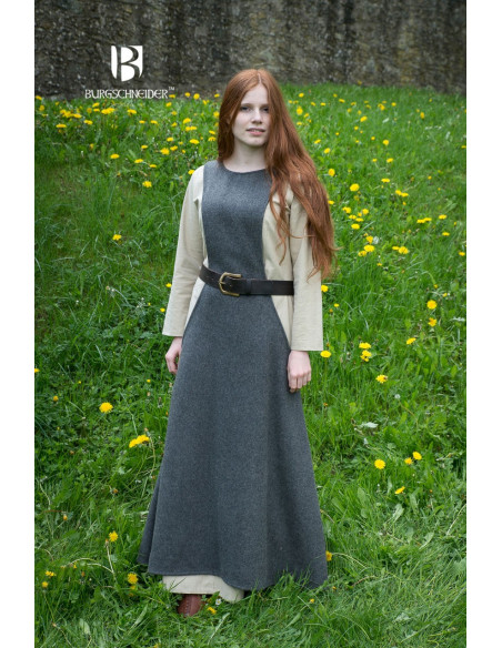 Túnica Medieval Mulher Albrun em Lã Cinza