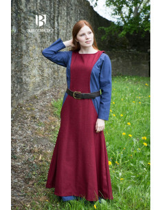 Túnica Medieval Mulher Albrun em Lã Vermelha