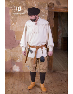 Camisa medieval gravatas Störtebecker, creme 2