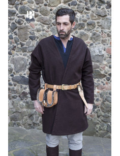 Túnica medieval Loki marrom manga longa