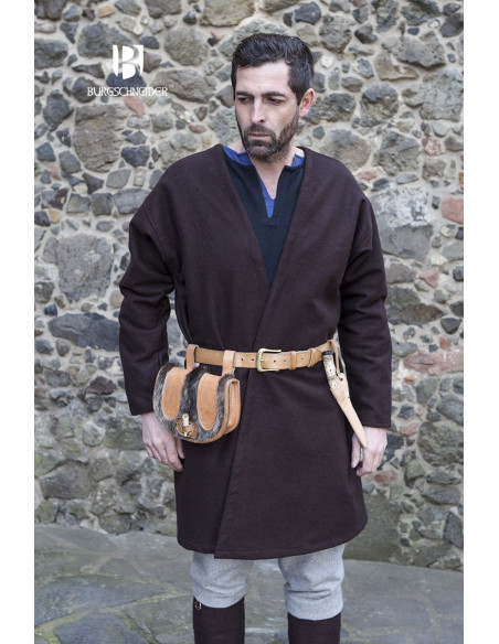 Túnica medieval Loki marrom manga longa