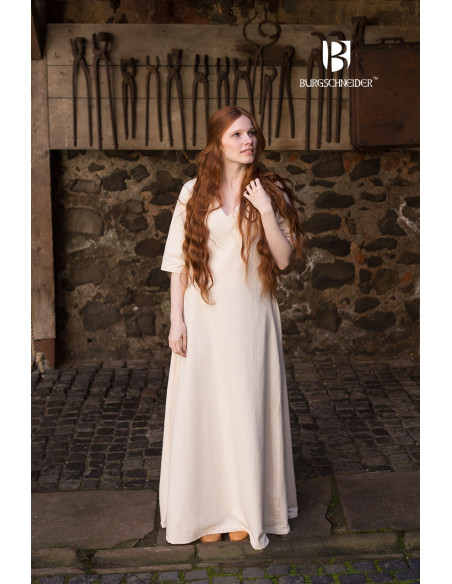 Túnica Medieval Manga Curta Creme
