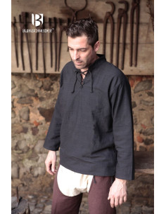 Camisa medieval Laços Tristan, preto