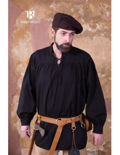 Camisa medieval gravatas Störtebecker, preta