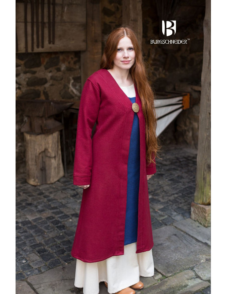 Aslaug Brial vermelho medieval em lã