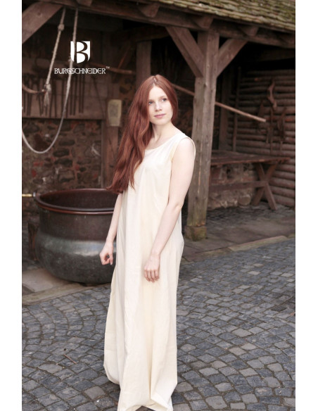 Túnica medieval sem mangas Aveline, creme