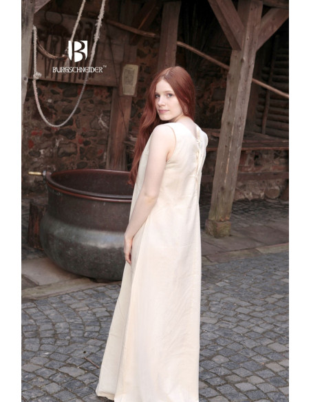 Túnica medieval sem mangas Aveline, creme