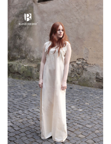 Túnica medieval sem mangas Aveline, creme