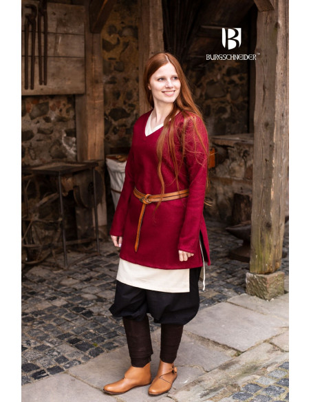 Túnica Medieval Hyria Vermelho em Lã