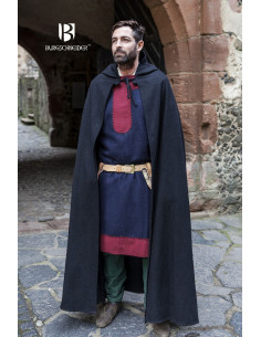 Capa de lã medieval Hibernus, preta